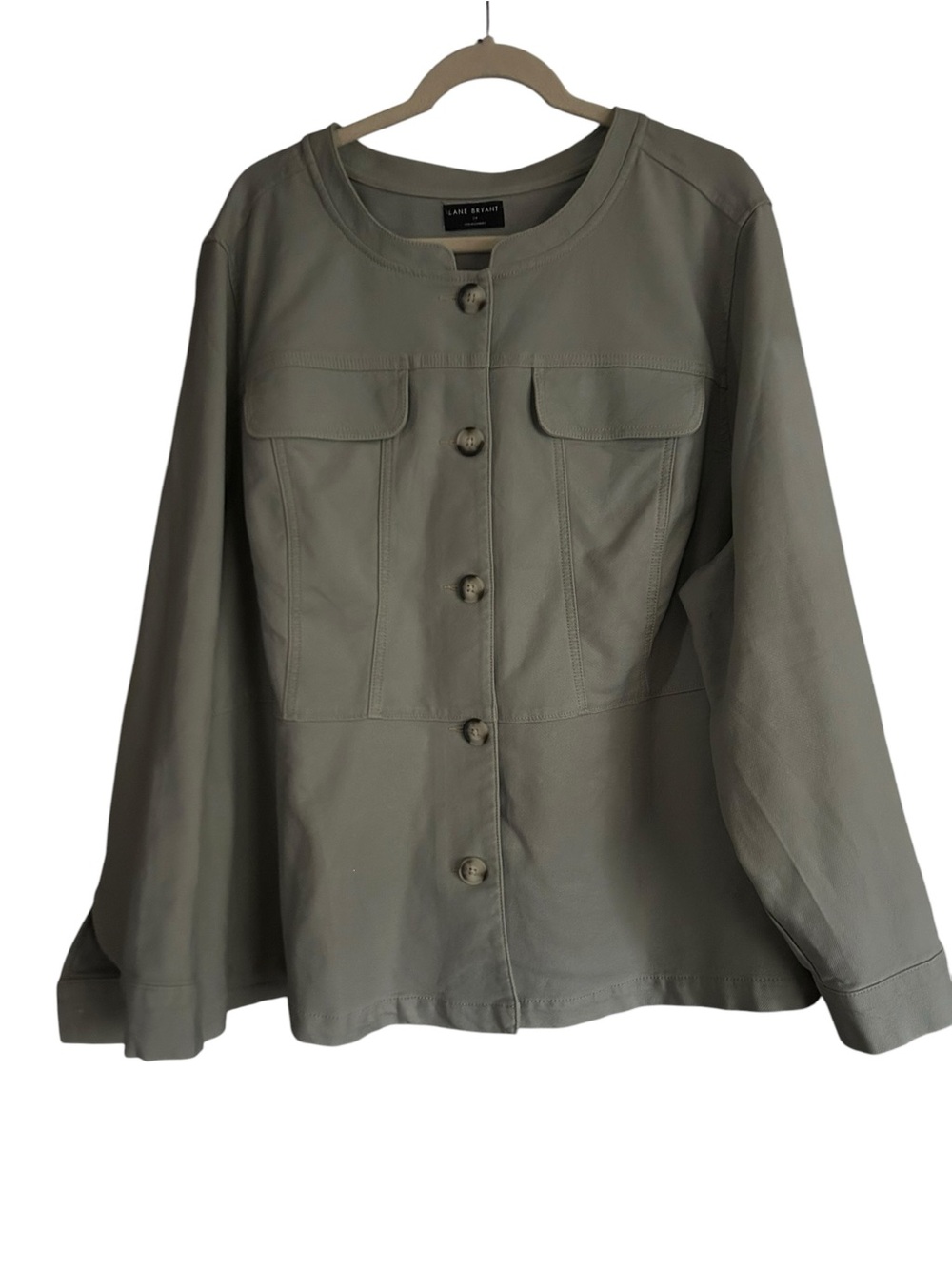 Women’s Lane Bryant Light Sage Green Utility Button-Up Jacket Size Plus 24